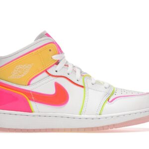 Jordan 1 Mid Edge Glow (GS) White Hyper Crimson Pink Blast CV4611-100