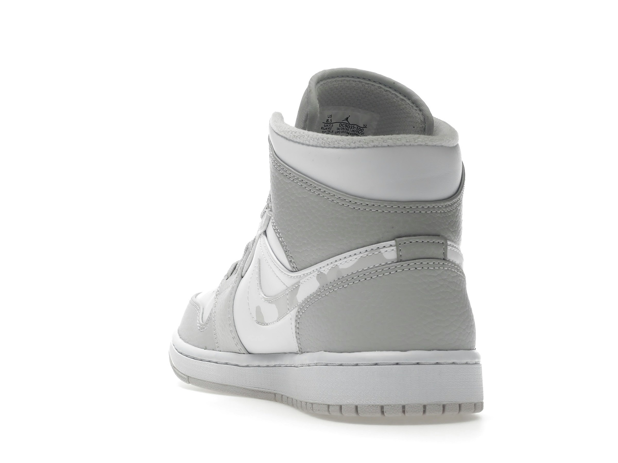 Air Jordan 1 Mid Grey Camo Leather Sneakers – DC9035-100 - Image 5