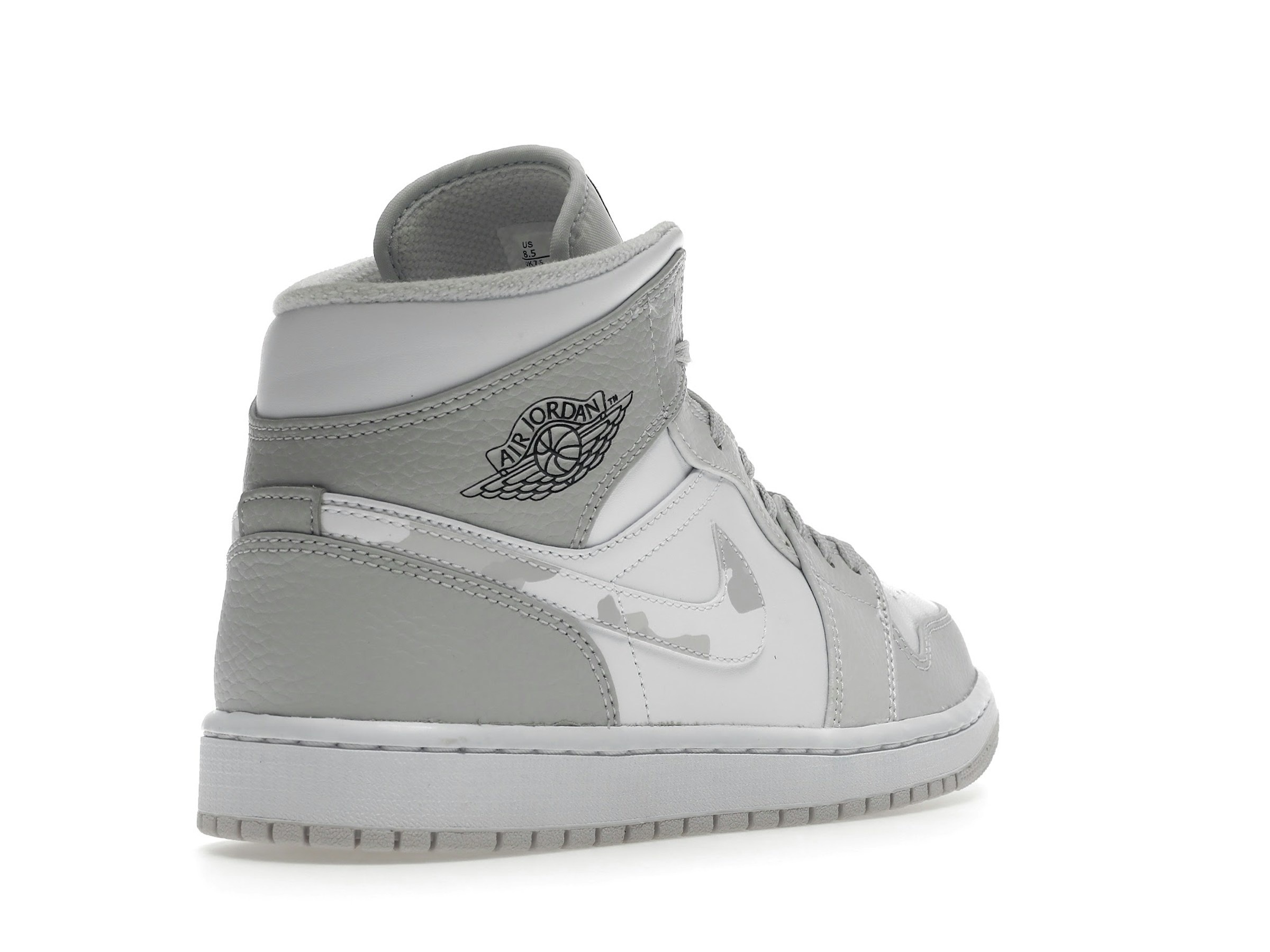 Air Jordan 1 Mid Grey Camo Leather Sneakers – DC9035-100 - Image 6