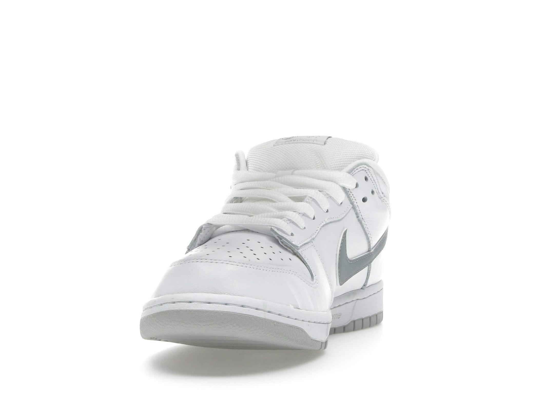SB Dunk Low Supreme 94 White Metallic Silver Sneakers - Image 4