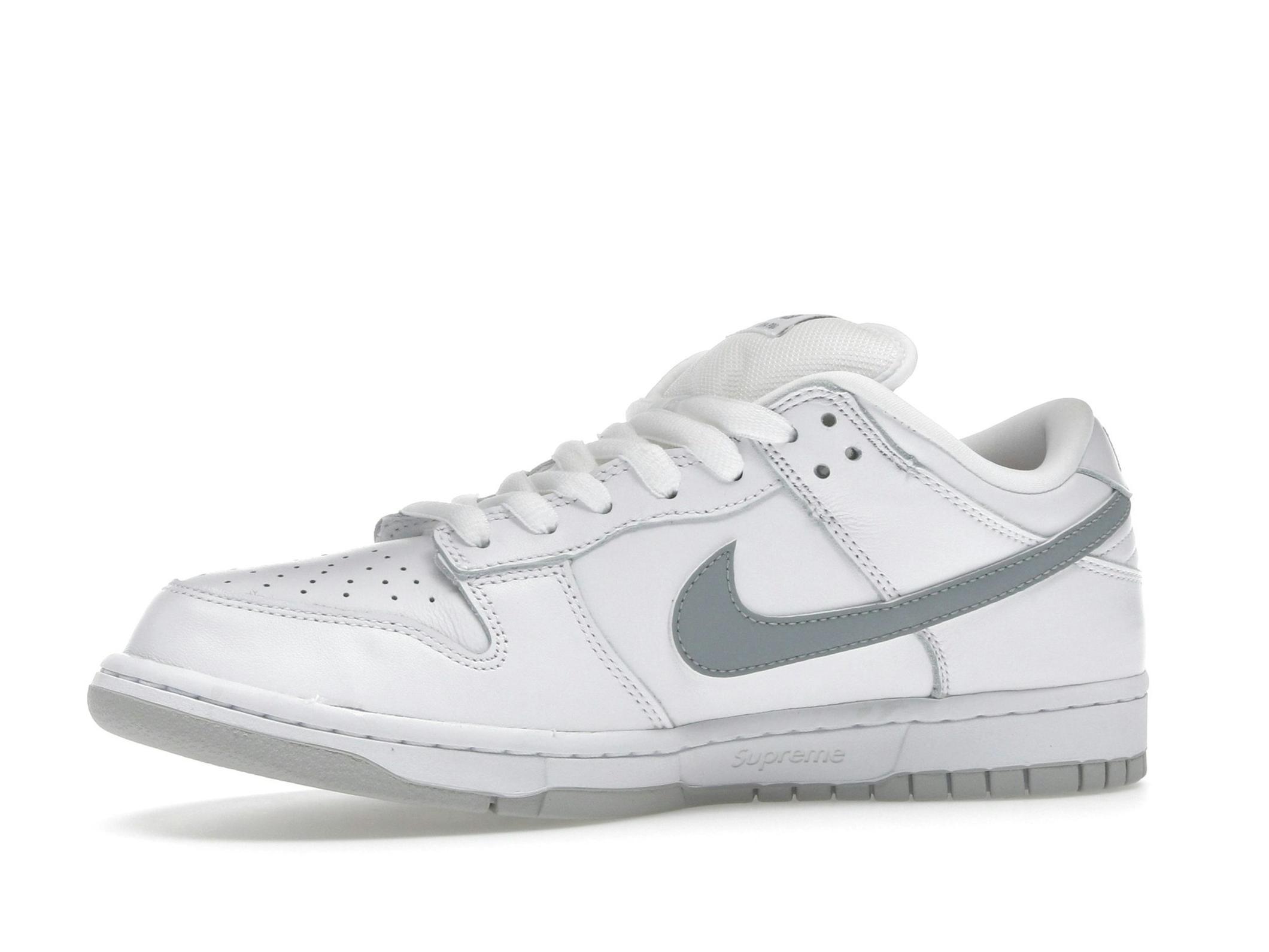 SB Dunk Low Supreme 94 White Metallic Silver Sneakers - Image 5
