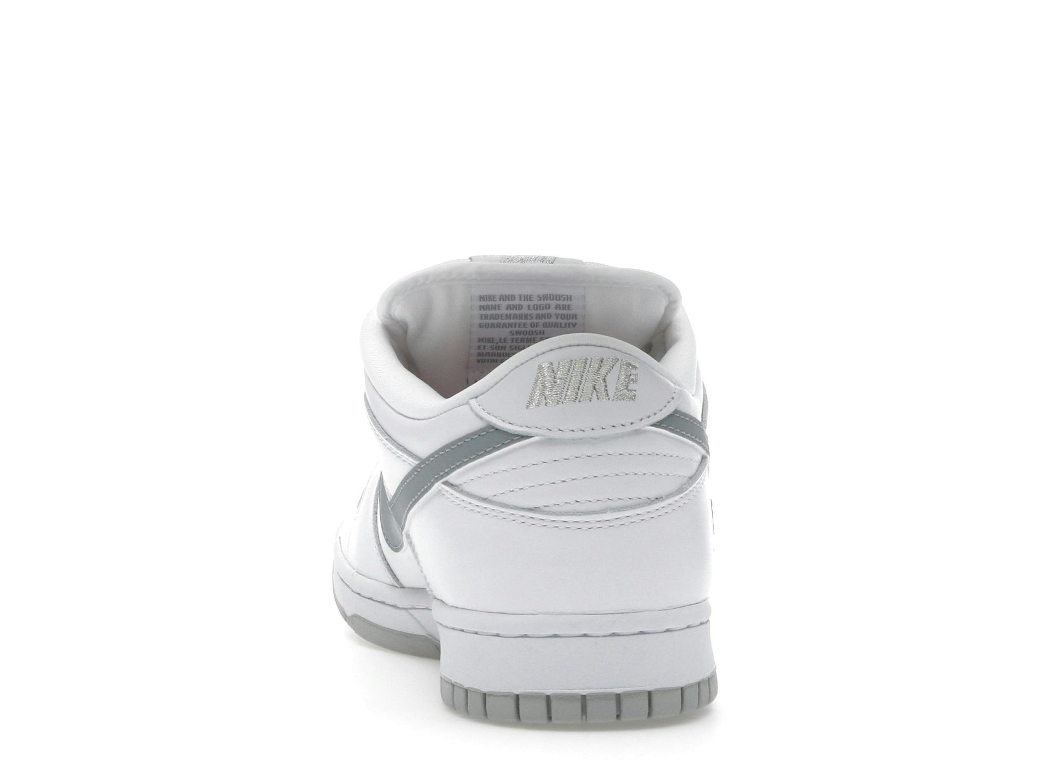 SB Dunk Low Supreme 94 White Metallic Silver Sneakers - Image 7