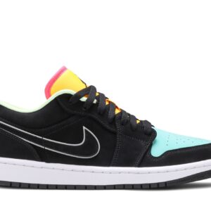 Jordan 1 Low Black Aurora Green Laser Orange Leather Sneakers – CK3022-013