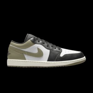 Jordan 1 Low Black Toe Medium Olive Sneakers – 553558-092