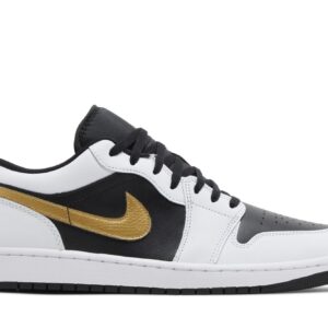 Jordan 1 Low White Black Metallic Gold Swoosh – 553558-172 – Men’s Lifestyle Sneakers