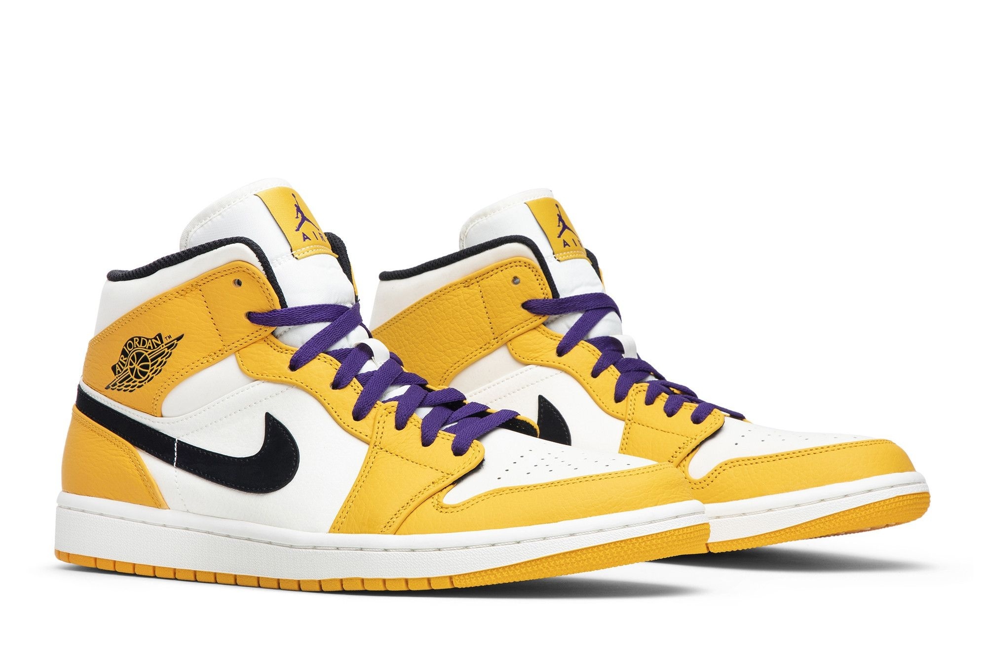 Jordan 1 Mid SE Lakers Sneakers – 852542-700 – University Gold/Black/Pale Ivory/Court Purple/Sail - Image 8