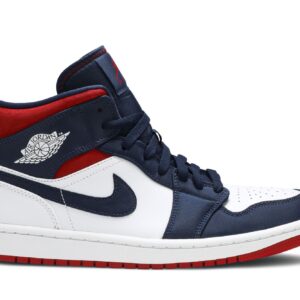 Jordan 1 Mid SE USA Sneakers – White/Varsity Red-Midnight Navy – 852542-104