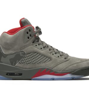 Jordan 5 Retro P51 Camo Sneakers – 136027-051 – Dark Stucco/University Red-River Rock
