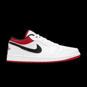 Jordan Air Jordan 1 Low White University Red Black Leather Sneakers – 553558-118