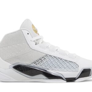 Air Jordan 38 FIBA (GS) Basketball Shoes – White/Pure Platinum/Metallic Gold – FN8277-100