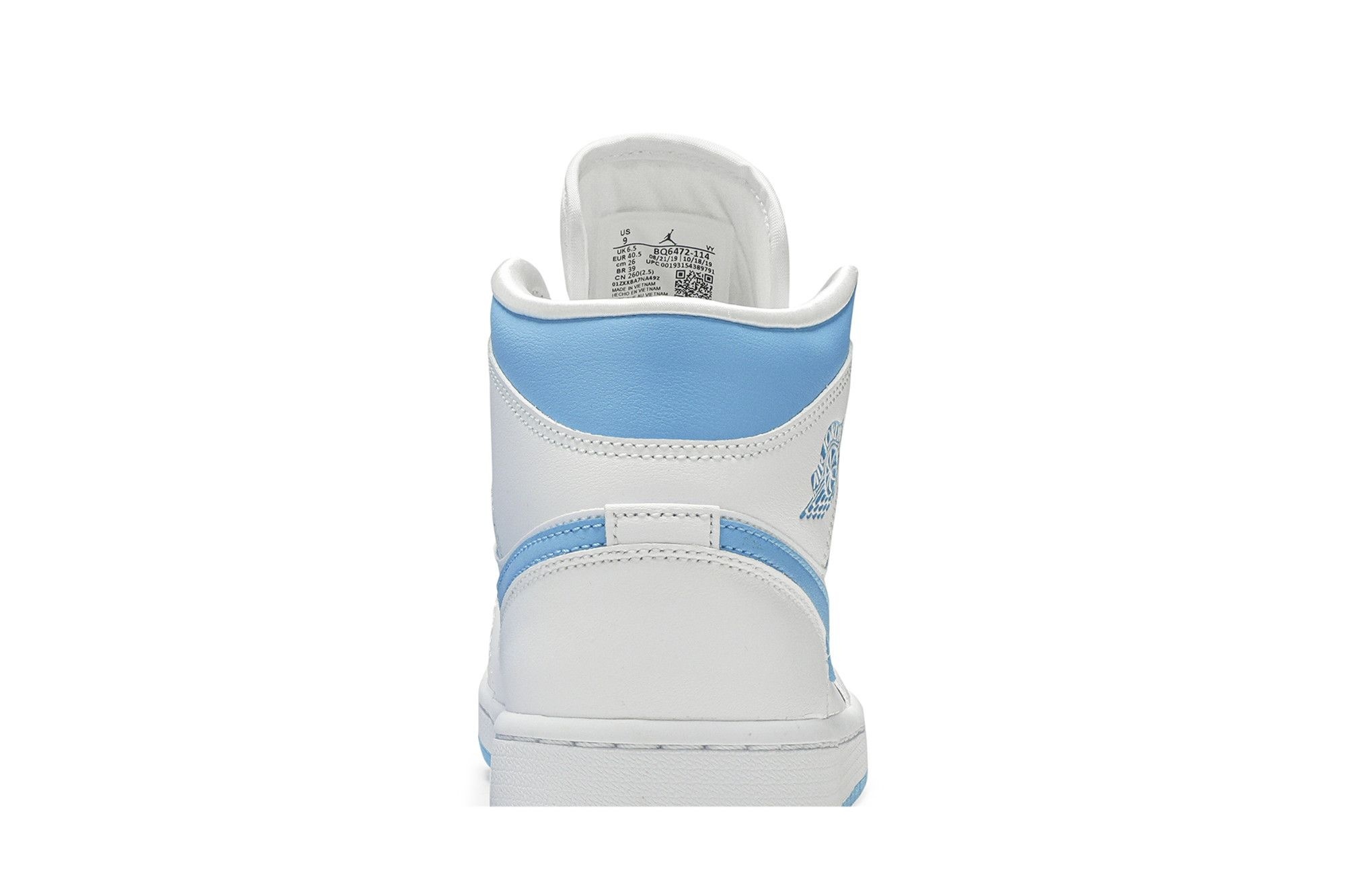Air Jordan 1 Mid UNC Women’s Shoe – BQ6472-114 – White/Dark Powder Blue - Image 7