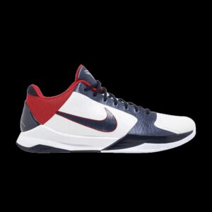Zoom Kobe 5 XDR ‘USA’ Sneakers – White/Obsidian/Sport Red – 386430-103