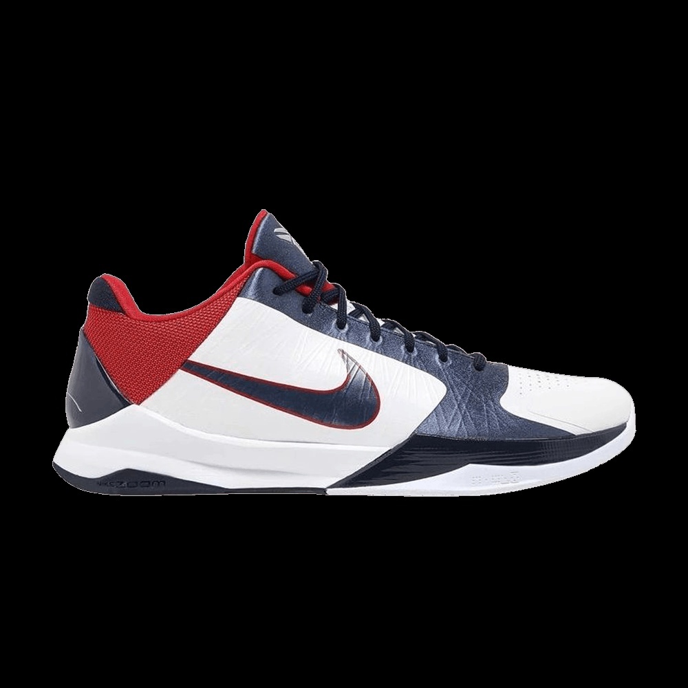 Zoom Kobe 5 XDR ‘USA’ Sneakers – White/Obsidian/Sport Red – 386430-103