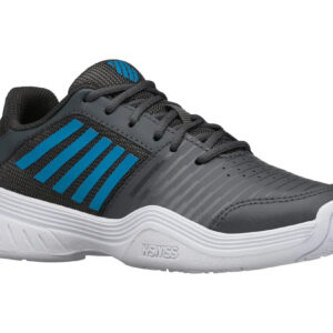 Varsity V Court Express Omni in Dark Shadow/White/Swedish Blue - K-SWISS-VARSITY-V-COURT-EXPRESS-OMNI-TENNIS-SHOES-IN-DARK-SHADOW-WHITE-SWEDISH-BLUE