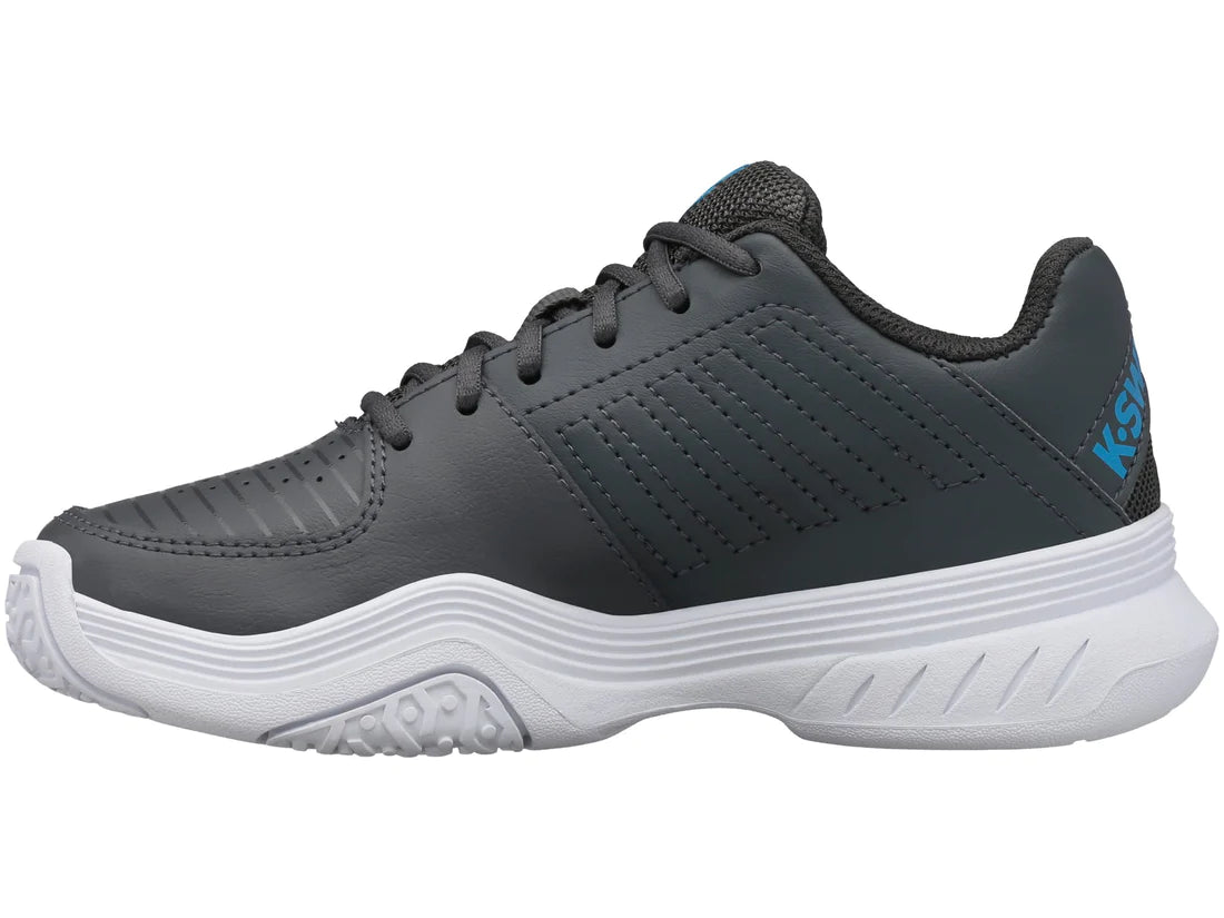 Varsity V Court Express Omni in Dark Shadow/White/Swedish Blue - K-SWISS-VARSITY-V-COURT-EXPRESS-OMNI-TENNIS-SHOES-IN-DARK-SHADOW-WHITE-SWEDISH-BLUE - Image 6