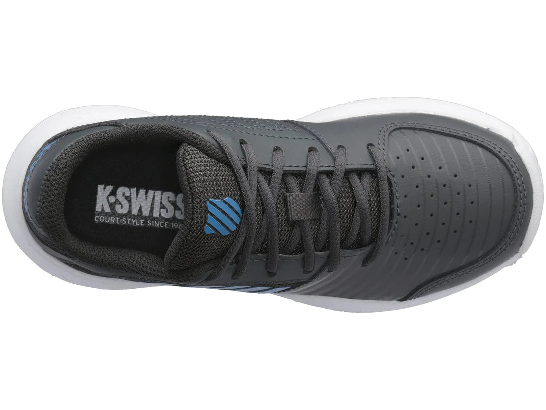 Varsity V Court Express Omni in Dark Shadow/White/Swedish Blue - K-SWISS-VARSITY-V-COURT-EXPRESS-OMNI-TENNIS-SHOES-IN-DARK-SHADOW-WHITE-SWEDISH-BLUE - Image 7