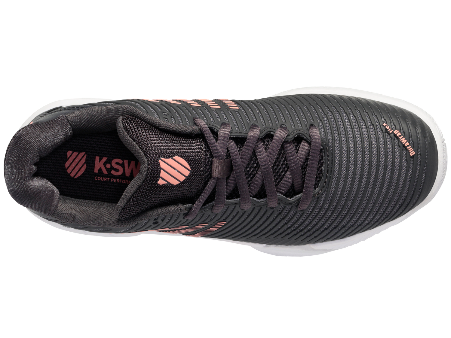 Hypercourt Express 2 in Asphalt/White/Peach Amber - K-SWISS-WOMENS-HYPERCOURT-EXPRESS-2-TENNIS-SHOES-IN-ASPHALT-WHITE-PEACH-AMBER - Image 4