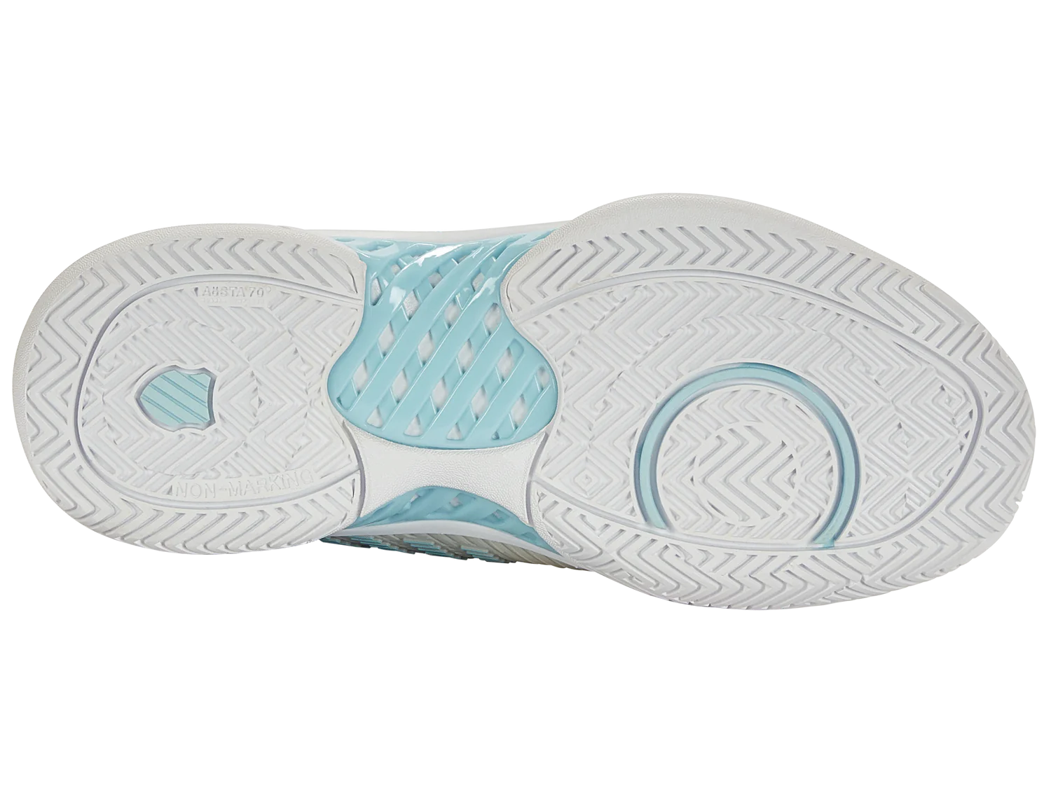 Hypercourt Express 2 in Vaporous Gray/White/Blue Glow - K-SWISS-WOMENS-HYPERCOURT-EXPRESS-2-TENNIS-SHOES-IN-VAPOROUS-GRAY-WHITE-BLUE-GLOW - Image 6