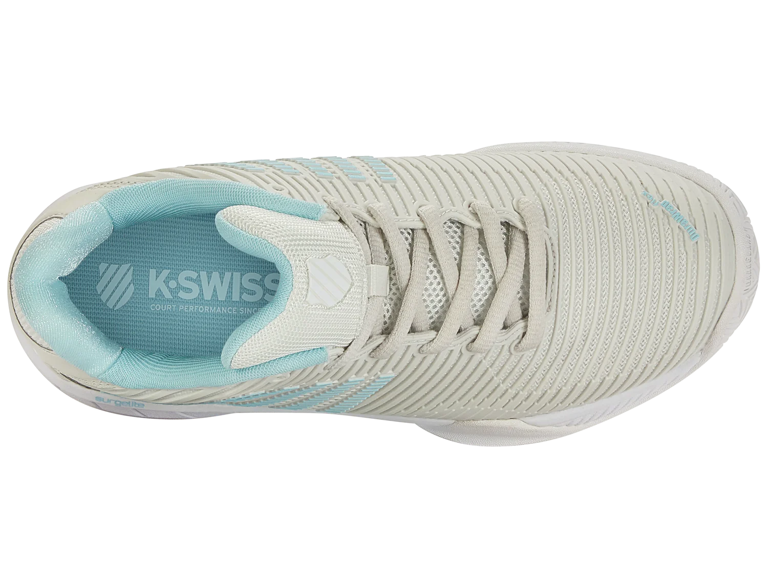 Hypercourt Express 2 in Vaporous Gray/White/Blue Glow - K-SWISS-WOMENS-HYPERCOURT-EXPRESS-2-TENNIS-SHOES-IN-VAPOROUS-GRAY-WHITE-BLUE-GLOW - Image 7