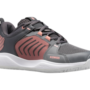 Ultrashot Team in Steel Gray/Asphalt/Peach Amber - K-SWISS-WOMENS-ULTRASHOT-TEAM-TENNIS-SHOES-IN-STEEL-GRAY-ASPHALT-PEACH-AMBER