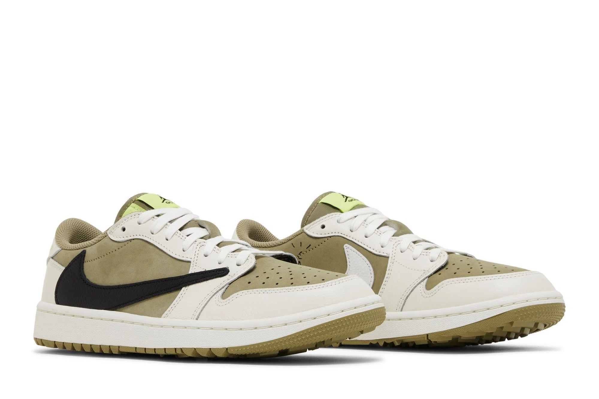 Air Jordan 1 Low Golf x Travis Scott 'Neutral Olive' – Men's Golf Shoes - Neutral Olive / Black / Sail / Light Lemon Twist
