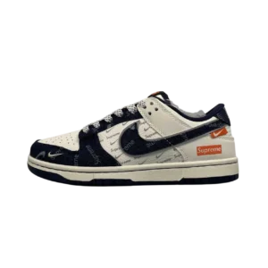 SB Dunk Low Collaboration Black Denim Casual Sneakers – Street Style Comfort - Sail/Black