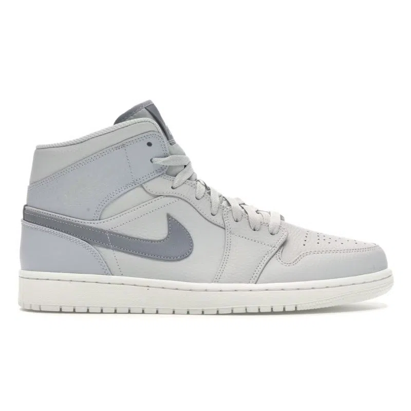 Jordan 1 Mid Light Bone - Stylish Mid Top Sneakers with Neutral Tones - Noise Aqua / White / Wave Pattern