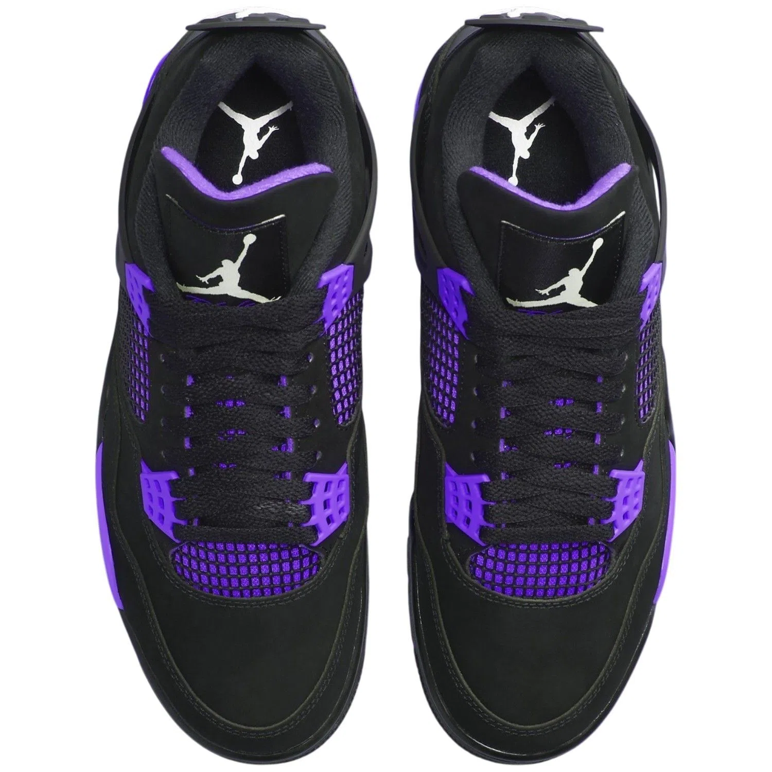 Air Jordan 4 Purple Thunder Bold Streetwear High Top Sneakers - Black/Deep Purple