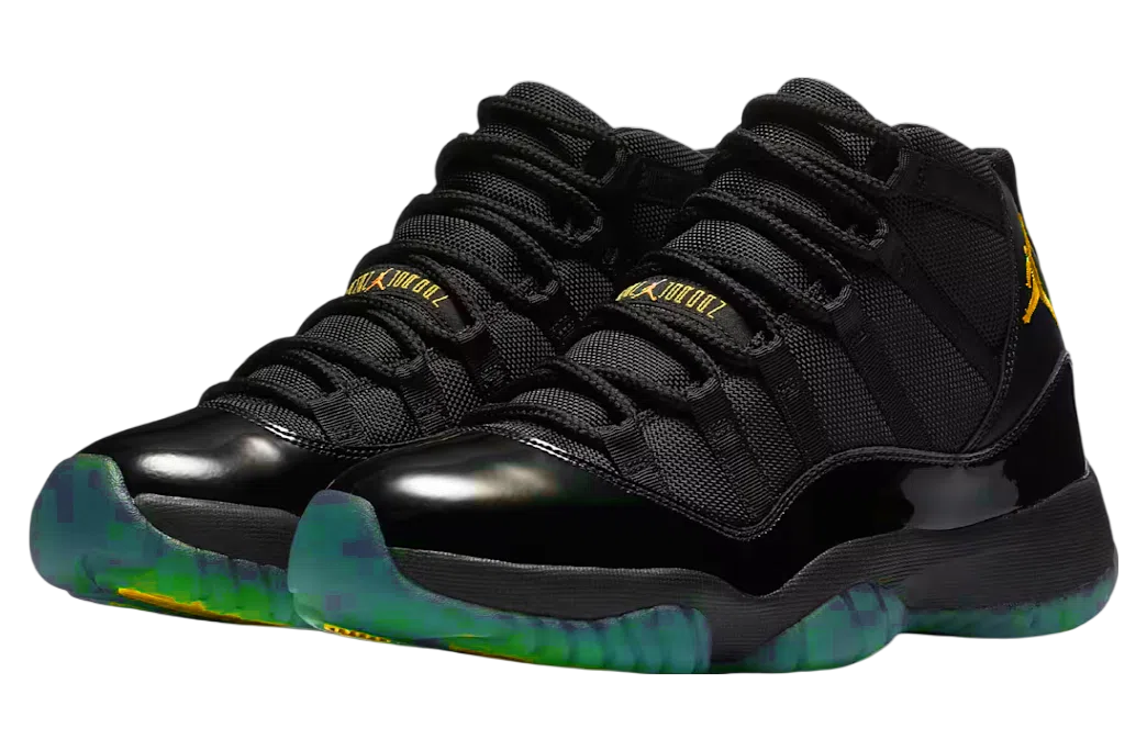 Air Jordan 11 Retro "Stealth Tropic" - Premium High-Cut Heritage Lifestyle Model - Black/Multi Green