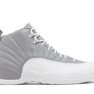 Air Jordan 12 Retro Mid Top Basketball Sneakers - Grey/White