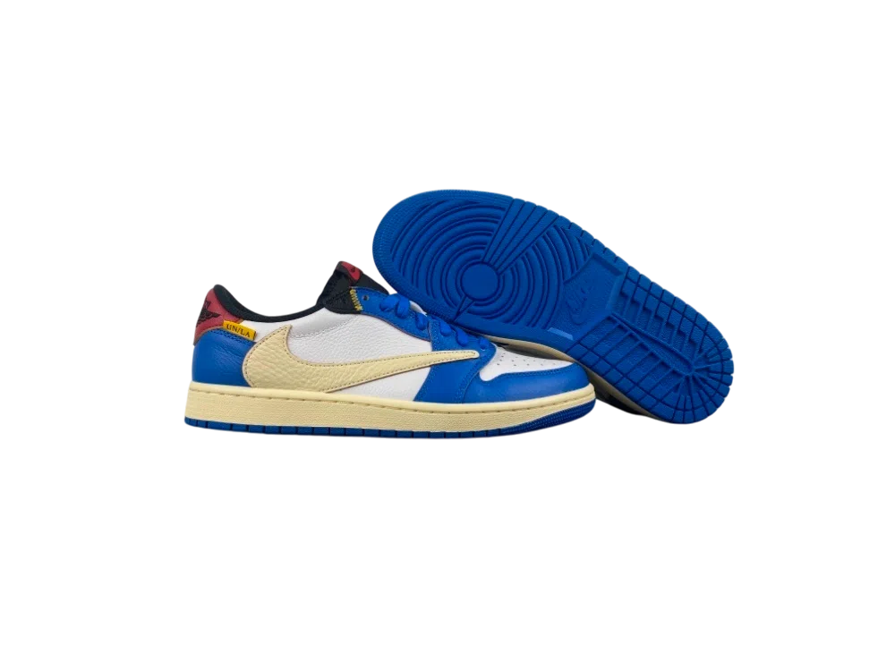 Travis Scott x Air Jordan 1 Low “White/Blue/Red” Sneaker | DM7866-111 - Blue / White
