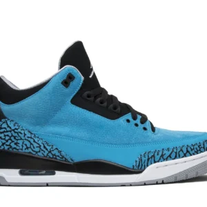 Jordan 3 Retro Powder Blue - Classic Retro Basketball Sneakers - Blue / Black