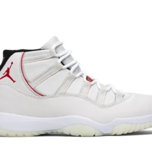Jordan 11 Retro Platinum Tint - Elegant Retro Basketball Sneakers - White / Fire Red / Black