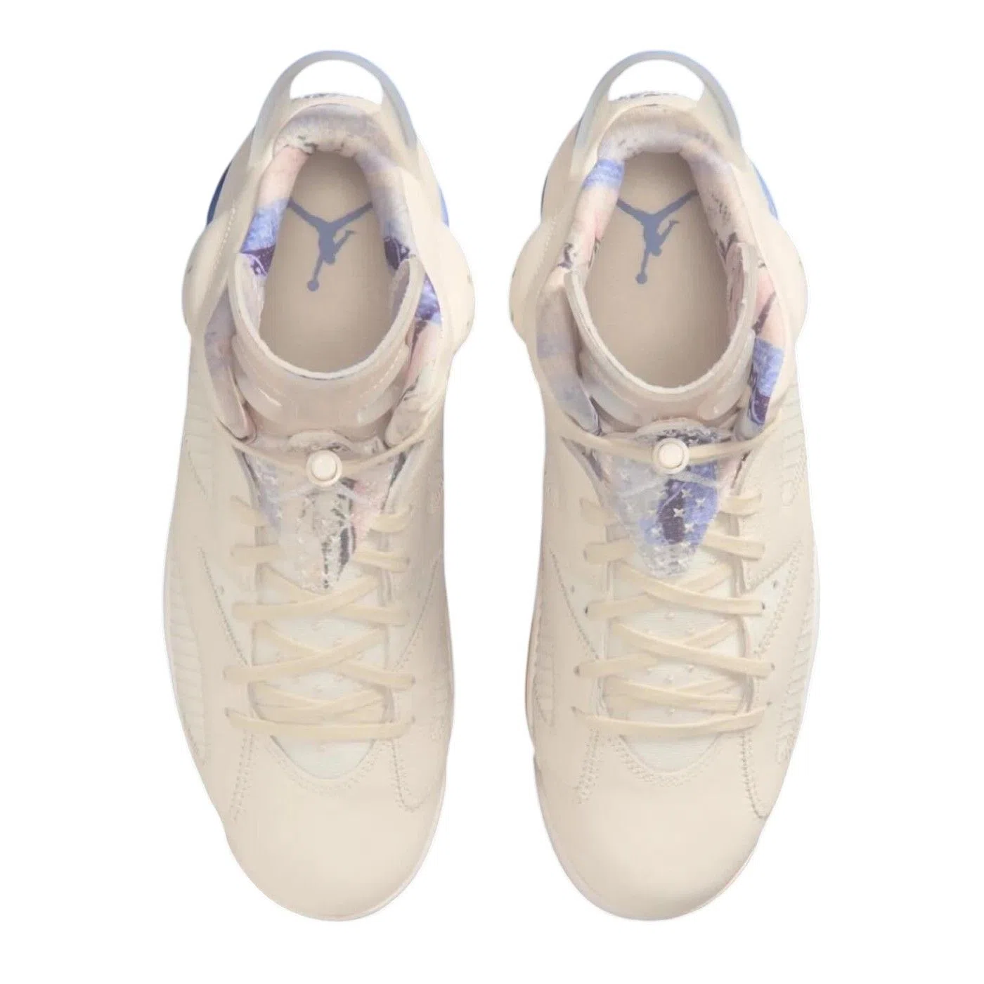Air Jordan 6 Retro Mid Top Basketball Sneakers - Pale Ivory/Work Blue