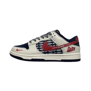Dunk Low Casual Sneakers – Classic Low-Top Lifestyle Shoe - Sail/Navy Blue