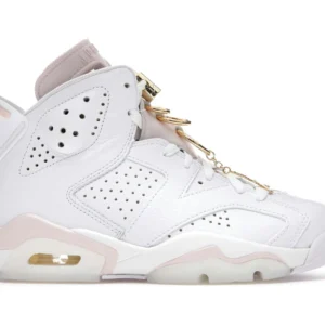 Jordan 6 Retro Gold Hoops - Premium Retro Basketball Sneakers - White / Metallic Gold