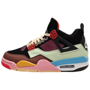 J Balvin x Air Jordan 4 Low Top Vibrant Streetwear Sneakers - Multi Color