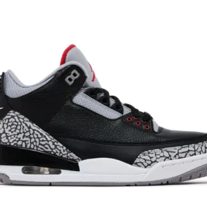 Jordan 3 Retro Black Cement - Classic Retro Basketball Sneakers - White / University Red / Black