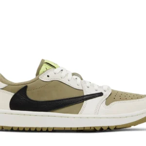 Air Jordan 1 Low Golf x Travis Scott 'Neutral Olive' – Men's Golf Shoes - Neutral Olive / Black / Sail / Light Lemon Twist