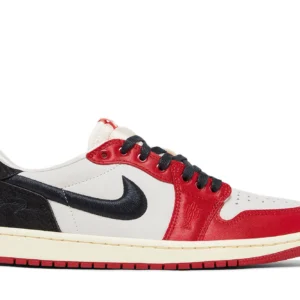 Trophy Room x Air Jordan 1 Low OG "Rookie Card – Away" – Men's Sneakers - Sail / Black / Varsity Red / Metallic Gold