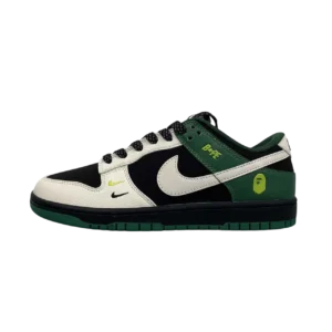 SB Dunk Low Collaboration Black Green Low-Top Sneakers – Street Style Comfort - Black/Green