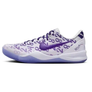 Kobe 8 Protro Low Top Basketball Sneakers - White/Court Purple