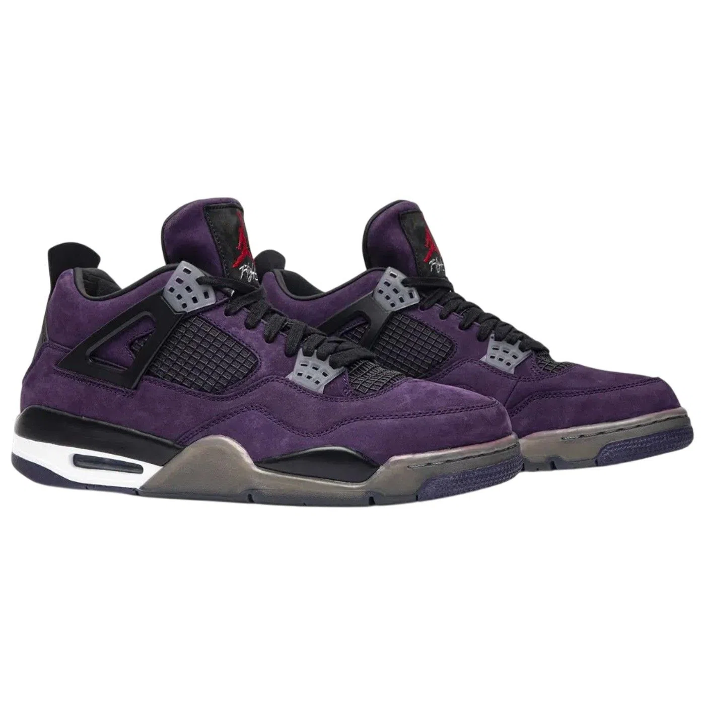 Travis Scott x Jordan 4 Retro Purple Suede Low Top Basketball Sneakers - Purple Dynasty/Black