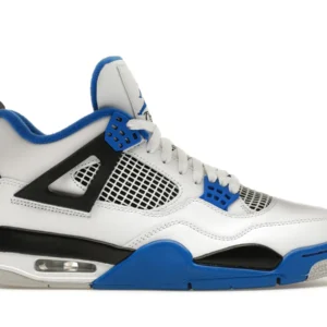 Jordan 4 Retro Motorsports - Bold Retro Basketball Sneakers - Blue / White