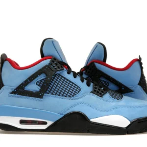 Jordan 4 Retro Travis Scott Cactus Jack - Limited Edition Collaboration Sneakers - Blue / White