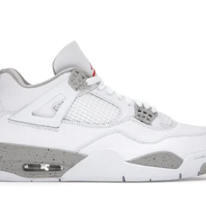 Jordan 4 Retro White Oreo - Stylish Retro Basketball Sneakers - Grey Camo / Dark Grey / White