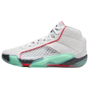 Air Jordan 38 Lightweight Basketball Sneakers - Photon Dust / Mint Foam / Siren Red