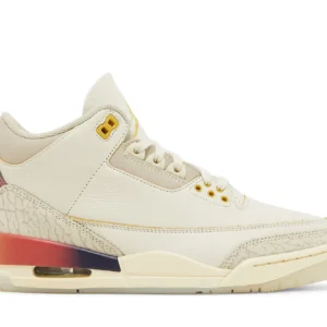 Air Jordan 3 x J Balvin 'Medellín Sunset' – Men's Sneakers - Ivory / Sunset Pulse / Total Crimson