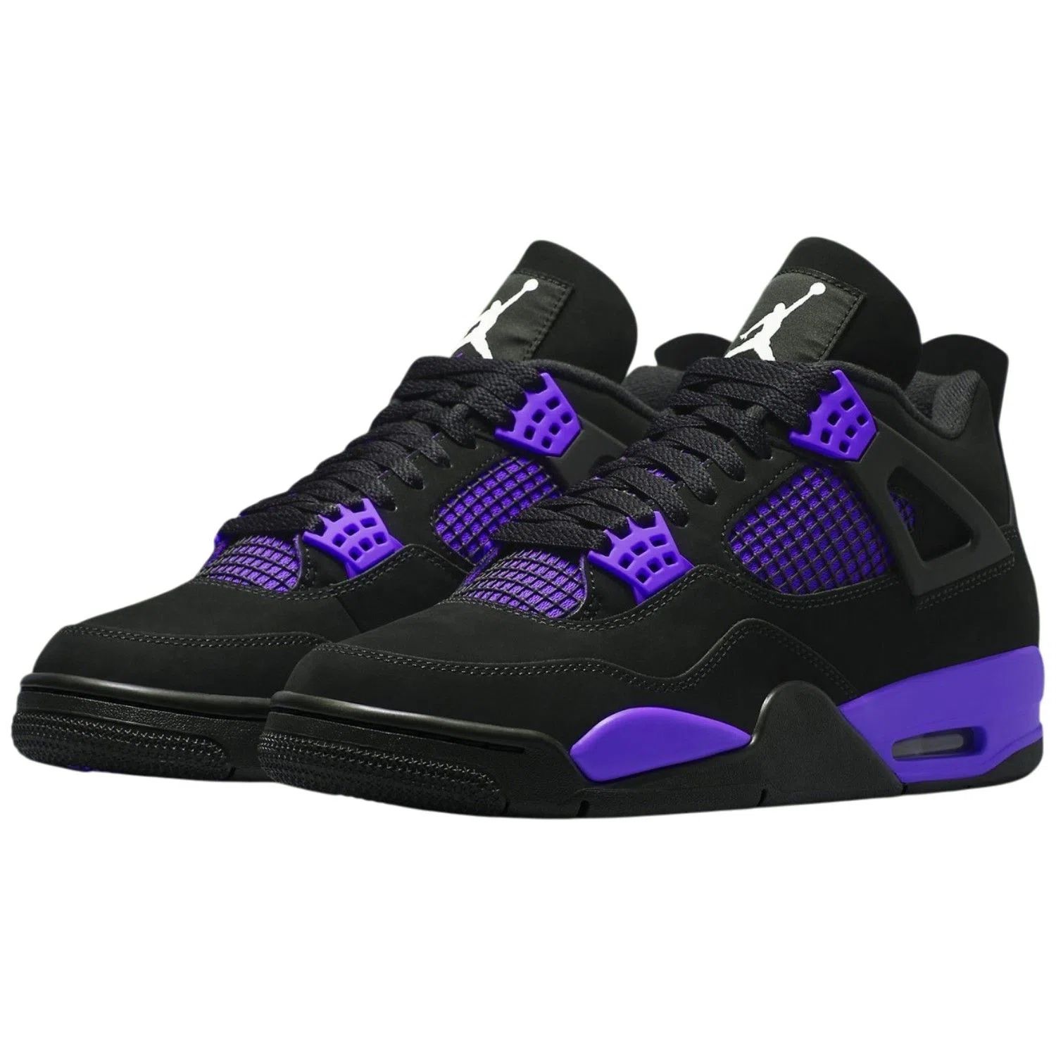 Air Jordan 4 Purple Thunder Bold Streetwear High Top Sneakers - Black/Deep Purple
