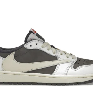 Jordan 1 Low x Travis Scott Sail and Ridgerock Reverse Mocha - Exclusive Collaborative Sneakers - Grey Camo / Dark Grey / White